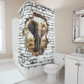 3D Elephant Wall Break Art - Realistische Safari ( Duschvorhang (Beispiel)