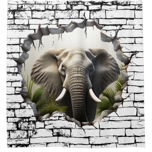 3D Elephant Wall Break - The Restaurant Duschvorhang (Vorderseite)