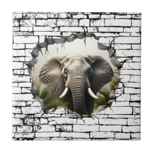 3D Elephant Wall Break - The Restaurant Fliese