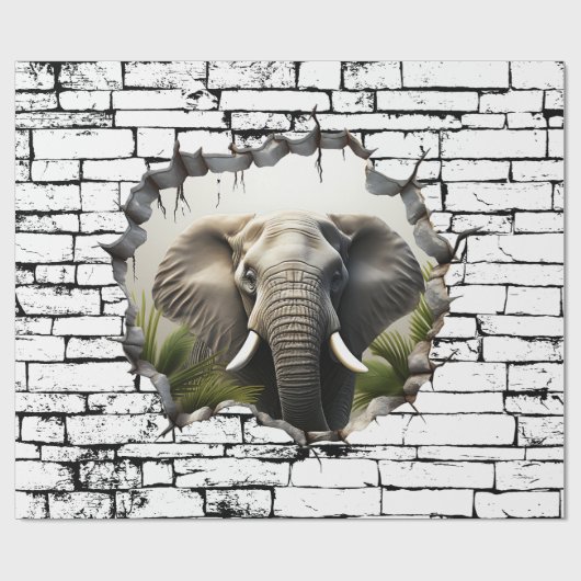 3D Elephant Wall Break - The Restaurant Geschenkpapier (Flach)
