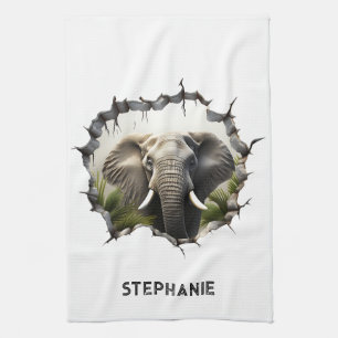 3D Elephant Wall Break - The Restaurant Geschirrtuch