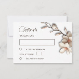 3D Elfenbein-Magnolie Einfache Hochzeit RSVP Karte