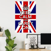 3D Erhöhter Effekt behalte Ruhe auf u.k. Flagge Poster (Heimbüro)