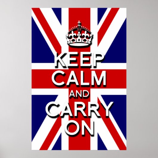 3D Erhöhter Effekt behalte Ruhe auf u.k. Flagge Poster (Vorne)