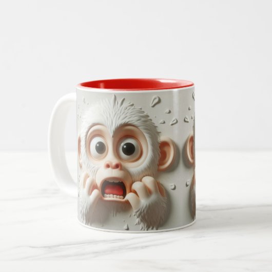 3D erschreckte Affen Funny Animals Zweifarbige Tasse (Vorderseite Links)