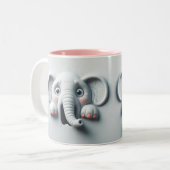 3D erschreckte Elefantenflinsen Zweifarbige Tasse (Vorderseite Links)