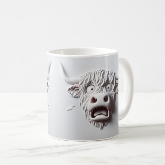 3D erschreckte Höllenkuh Funny Animals Kaffeetasse (VorderseiteRechts)