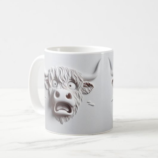 3D erschreckte Höllenkuh Funny Animals Kaffeetasse (Vorderseite Links)