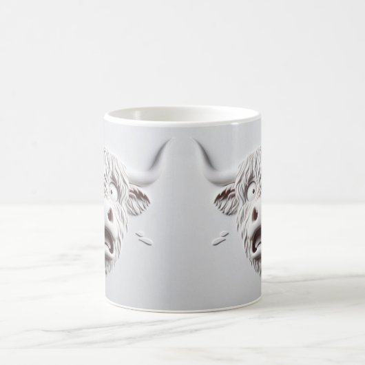 3D erschreckte Höllenkuh Funny Animals Kaffeetasse (Mittel)