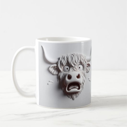 3D erschreckte Höllenkuh Funny Animals Kaffeetasse (Links)