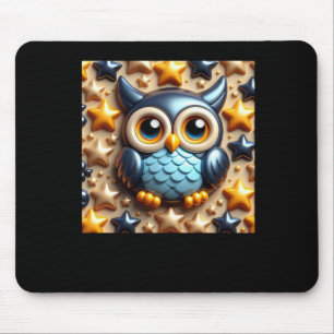 3d-Eule-Aufkleber Mousepad