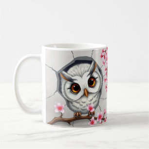 3d Eule Loch in der Wand Mug Wrap Design Kaffeetasse