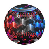 3D explodierende Würfel - Chrom Rot Blau Tech-Kuns Baseball (Vorderseite)