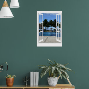 3D Fake Window View Schwimmbad Poster Art