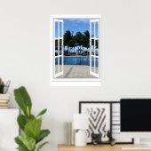 3D Fake Window View Schwimmbad Poster Art (Heimbüro)