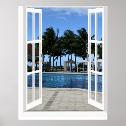 3D Fake Window View Schwimmbad Poster Art (Vorne)