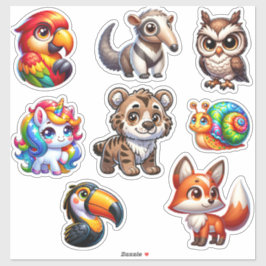 3D Fantasy Animal Sticker Extravaganza