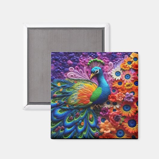 3D Farbenfrohe Pfau Magnet (Vorderseite/Rückseite)