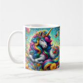 3D farbenfrohes florales Einhorn Kaffeetasse (Links)