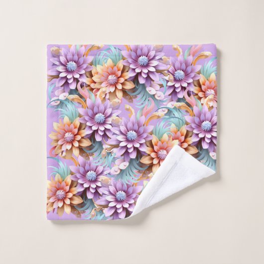 3D-Farbige Blume Badhandtuch Set (Waschlappen)