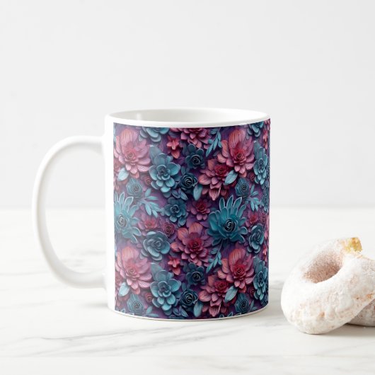 3D-farbige Blume Kaffeetasse (Mit Donut)