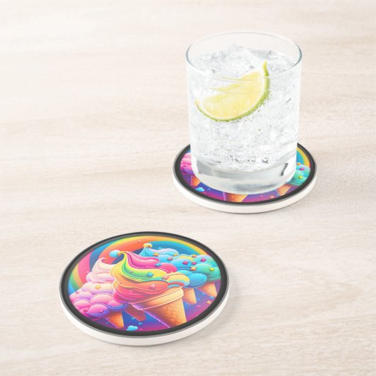 3D-Farbige Eiscreme Getränkeuntersetzer (Seite)
