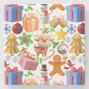 3D-Farbige Weihnachtsschmuck-Muster.01 Steinuntersetzer