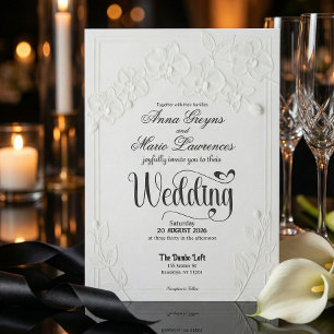 3D-Faux-Prägung Weiße Orchideen-Blumenbogen-Hochze Einladung