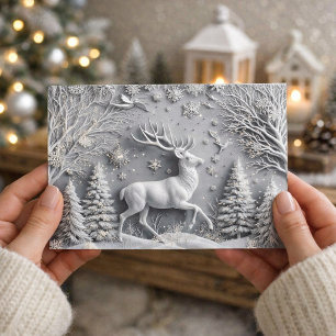 3D-Faux-Prägung Winterhirsch-Feiertagspostkarte Postkarte