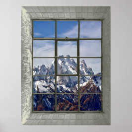 3D-Fenster "Berge anzeigen" Fake Poster