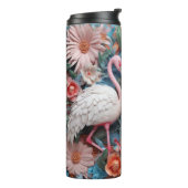 3D-Flamingo mit Blumen Thermosbecher (Nach links gedreht)