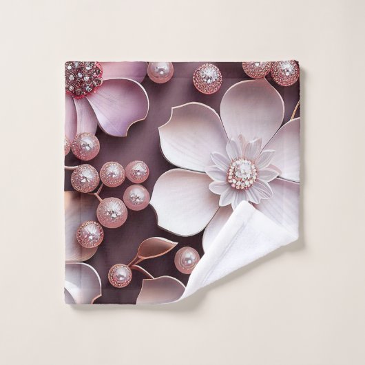 3D Floral Badhandtuch Set (Waschlappen)