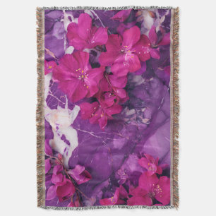 3d Floral Fuchsia & Purple Marble Art Cover Decke