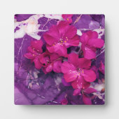 3D Floral Fuchsia & Purple Marble Fotoplatte (Vorderseite)