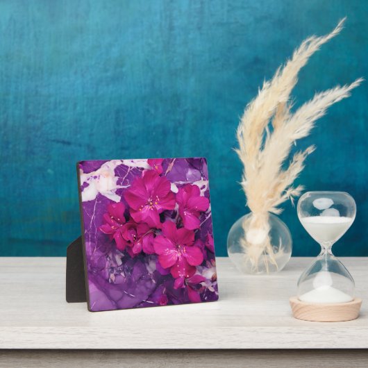 3D Floral Fuchsia & Purple Marble Fotoplatte (InSitu)