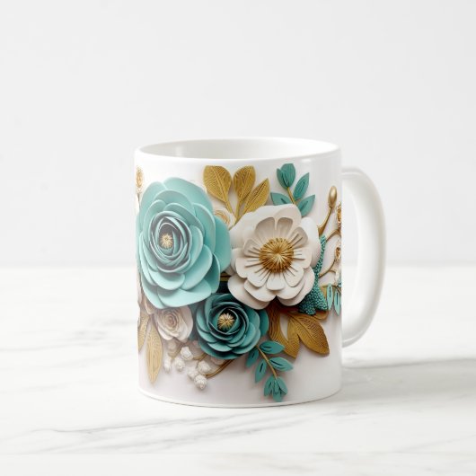 3D Floral Mug Kaffeetasse (VorderseiteRechts)