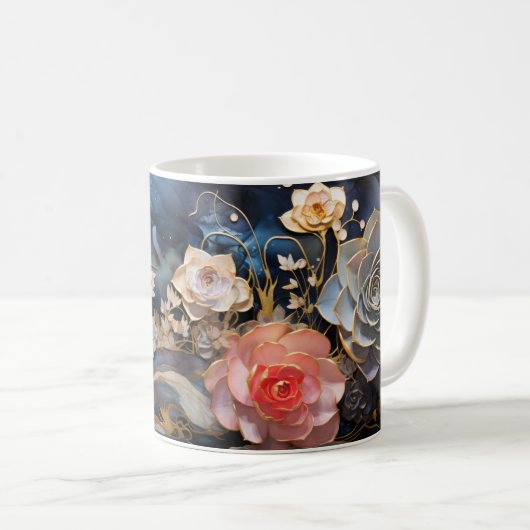 3D Floral Mug Kaffeetasse (VorderseiteRechts)