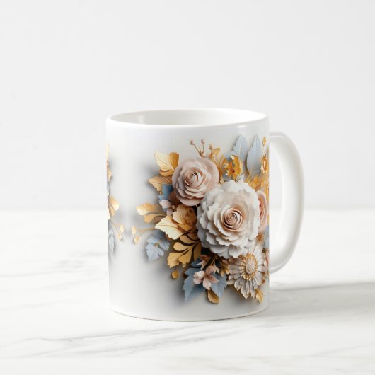 3D Floral Mug Kaffeetasse (VorderseiteRechts)