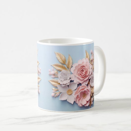 3D Floral Mug Kaffeetasse (VorderseiteRechts)