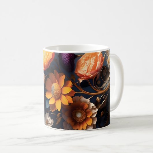 3D Floral Mug Kaffeetasse (VorderseiteRechts)