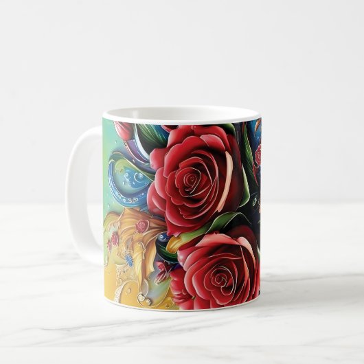 3D Floral Mug Kaffeetasse (Vorderseite Links)