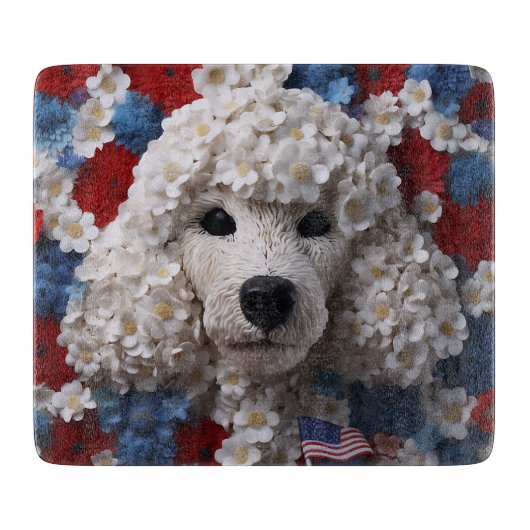 3D Floral Patriotic Poodle Schneidebrett (Vorderseite)