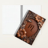 3d Floral Rahmen geprägt aus Leder Look Monogramm Notizblock (Innen)