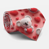 3D-Fluffkoala und Herz nahtloses Muster Krawatte (Gerollt)