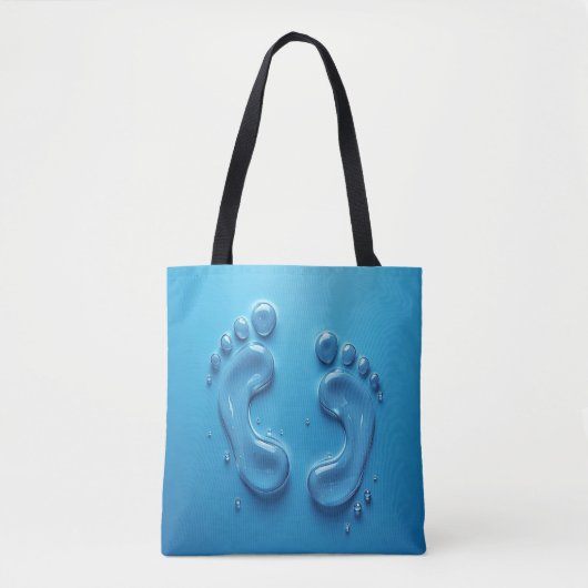 3D Footprint Blue Totbeutel Tasche (Vorderseite)
