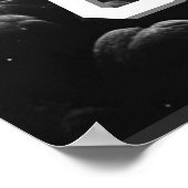 3D Fotowürfel im Weltraum mit Planeten Poster (Ecke)