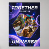 3D Fotowürfel im Weltraum mit Planeten Poster (Vorne)