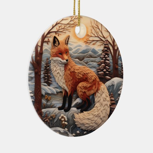 3D Fox Chirstmas Keramik Ornament (Rechts)