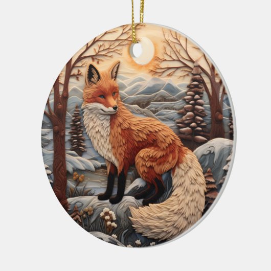3D Fox Chirstmas Keramik Ornament (Links)