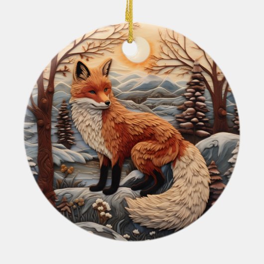 3D Fox Chirstmas Keramik Ornament (Hinten)